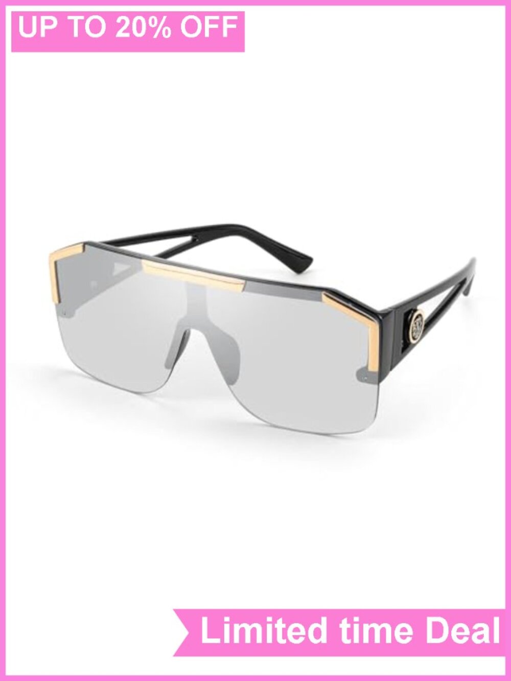 Oversized Square Shield Sunglasses UV400 for Men Women